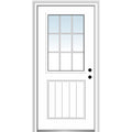 Primed Fiberglass 1/2 Lite 1-Panel Prehung Entry Door 36" x 80" F80439