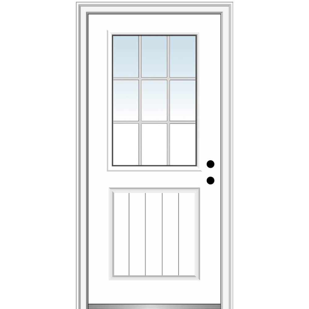 Primed Fiberglass 1/2 Lite 1-Panel Prehung Entry Door 36" x 80" F80439
