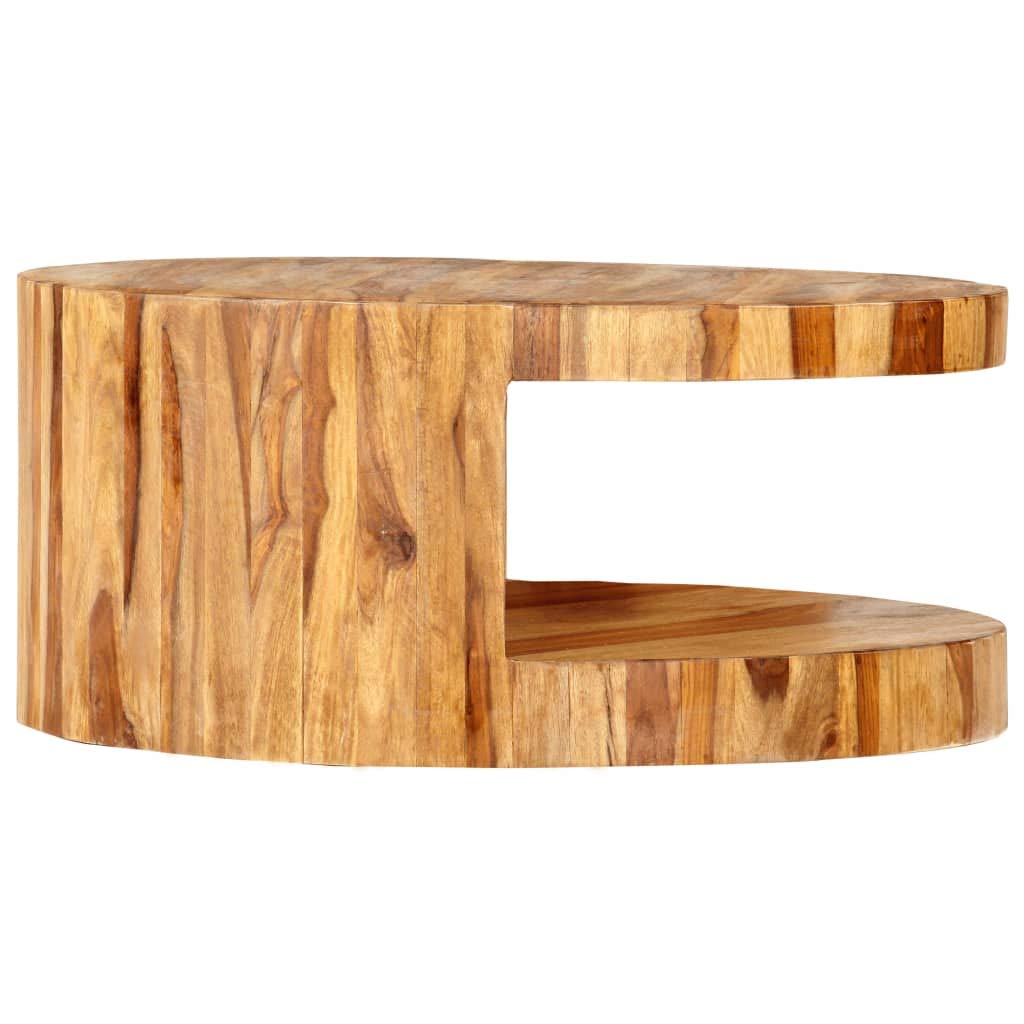 25.6"x11.8" Solid Sheesham Wood Round Coffee Table S933