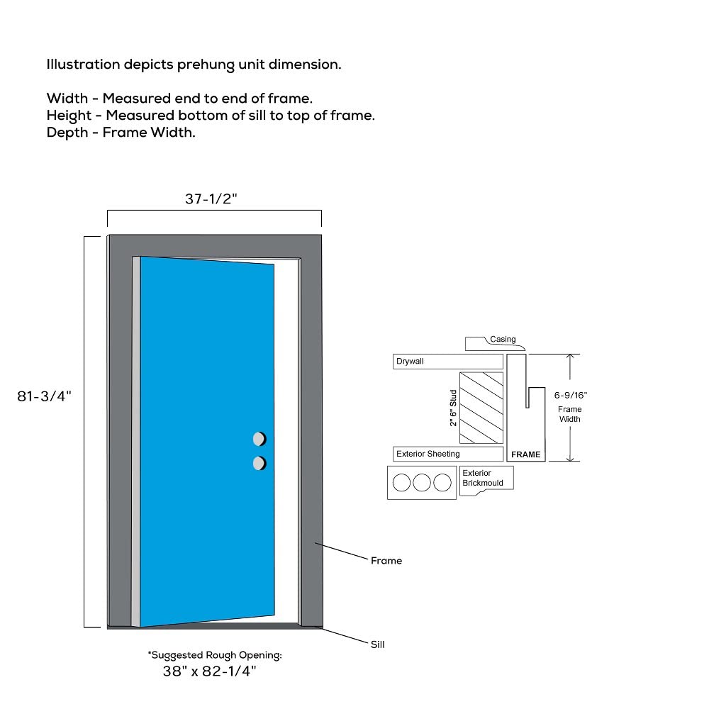 Primed Fiberglass 1/2 Lite 1-Panel Prehung Entry Door 36" x 80" F80439