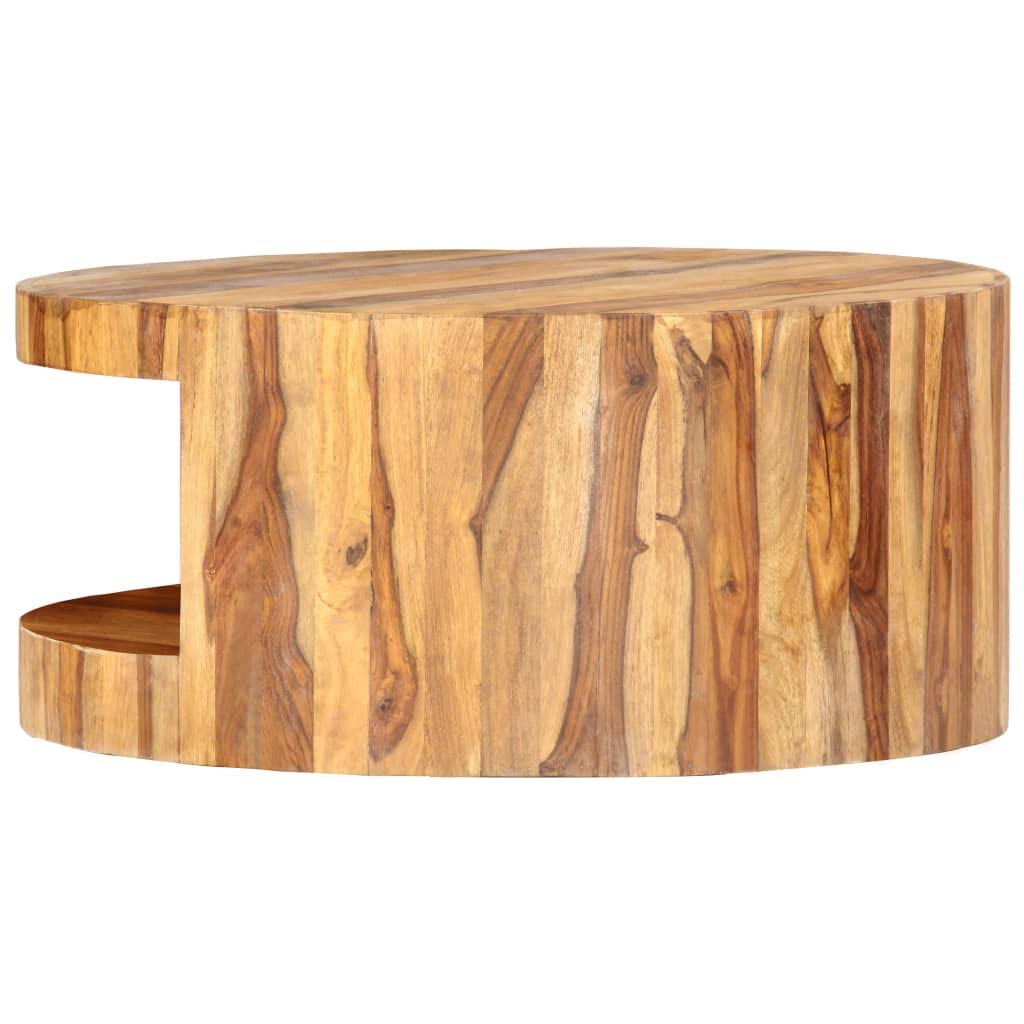 25.6"x11.8" Solid Sheesham Wood Round Coffee Table S933