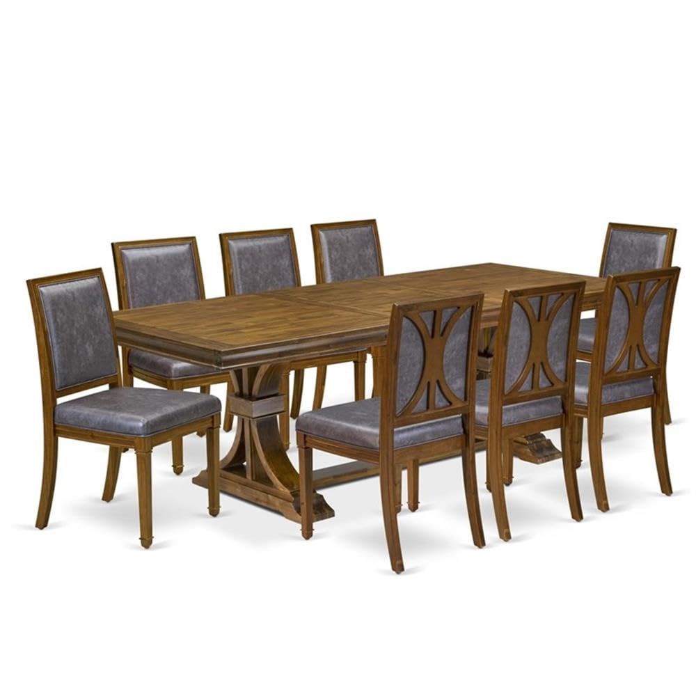 9-Piece Acacia Wood Dining Table Set with 8 Chairs N99129