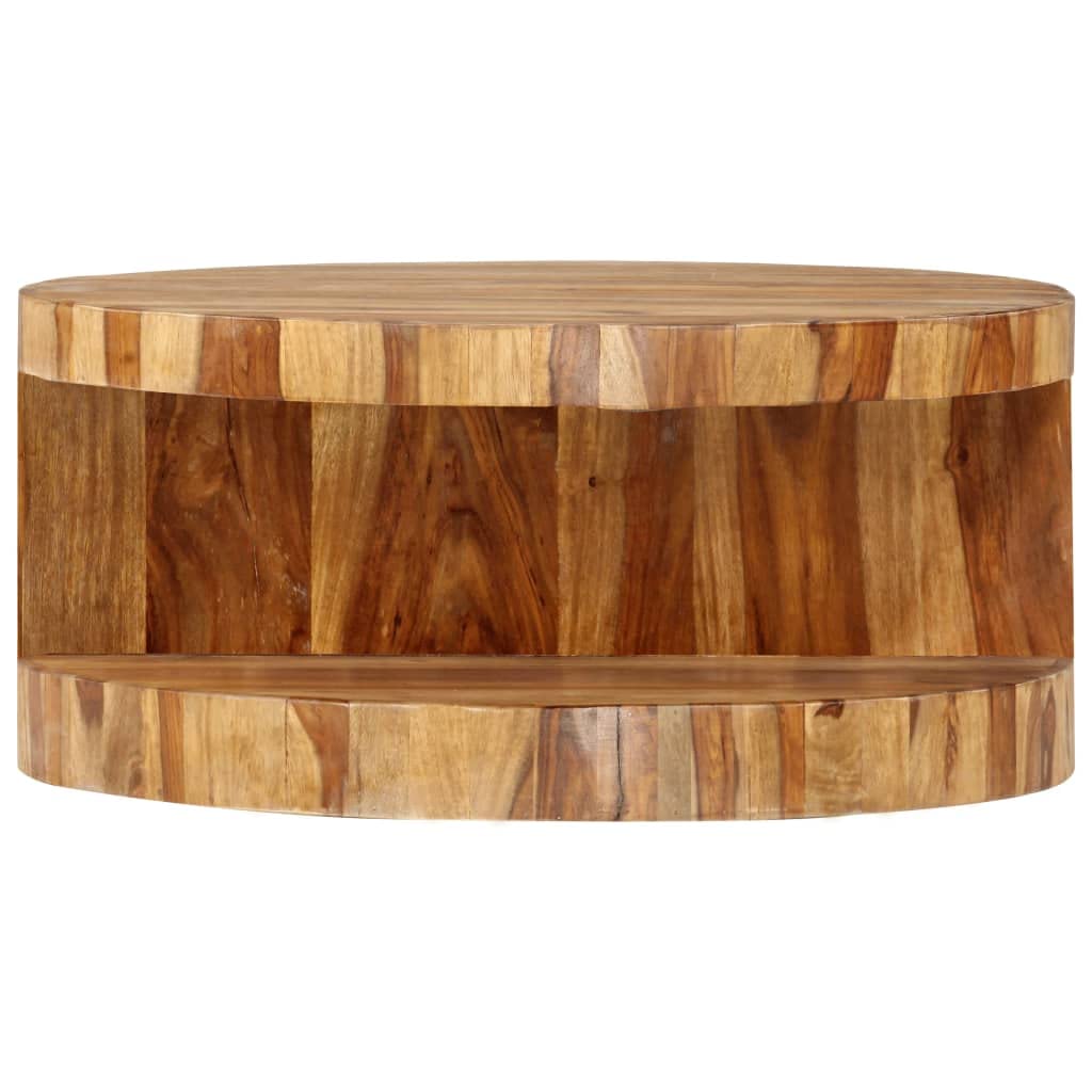 25.6"x11.8" Solid Sheesham Wood Round Coffee Table S933
