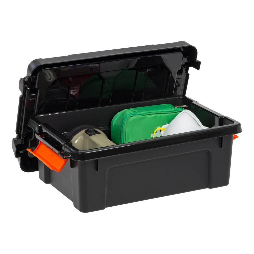 Heavy Duty Plastic Storage Bins with Lockable Lids, Black K478389