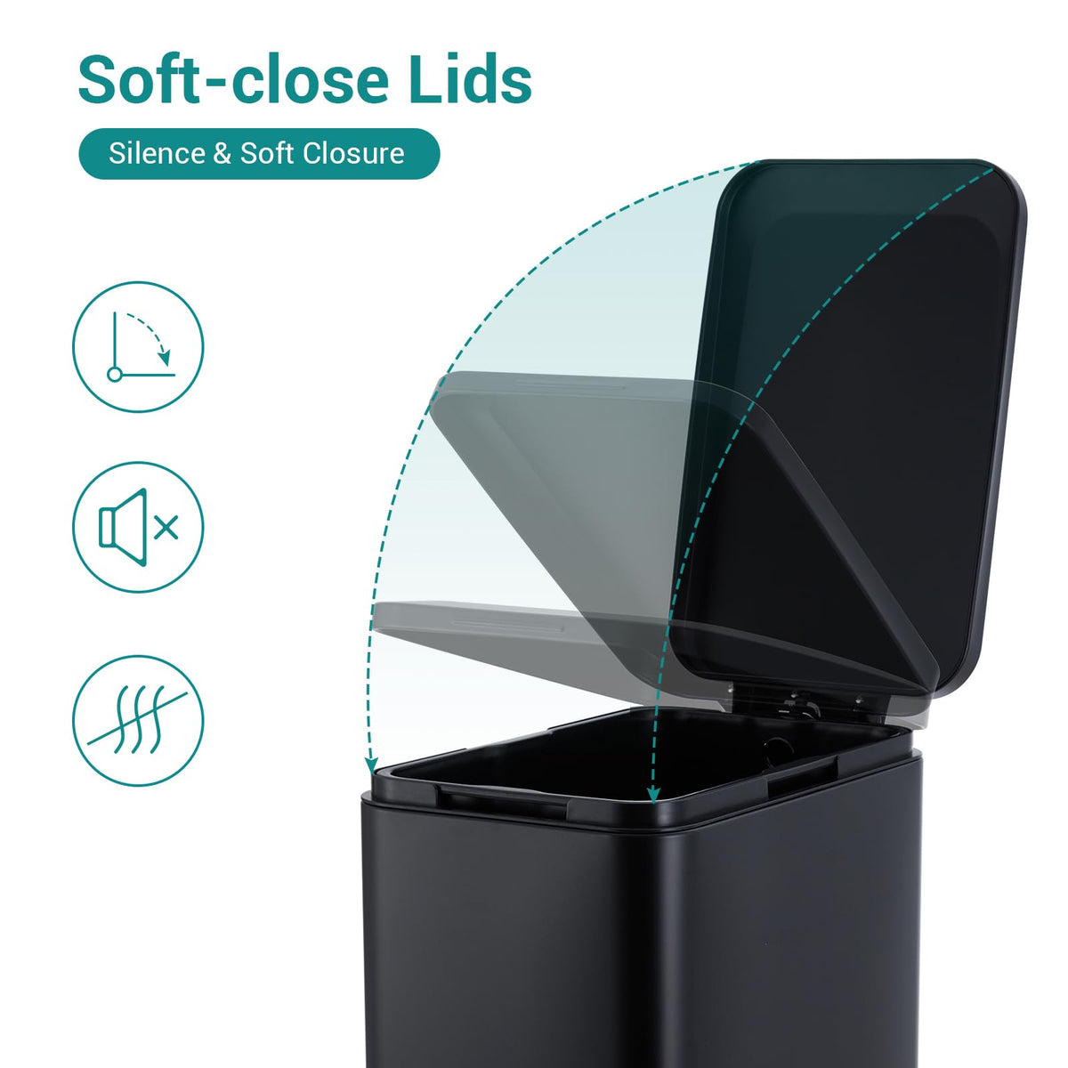 50L Slim Stainless Steel Trash Can with Lid B582206