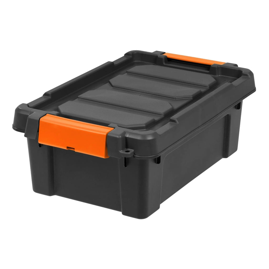 Heavy Duty Plastic Storage Bins with Lockable Lids, Black K478389