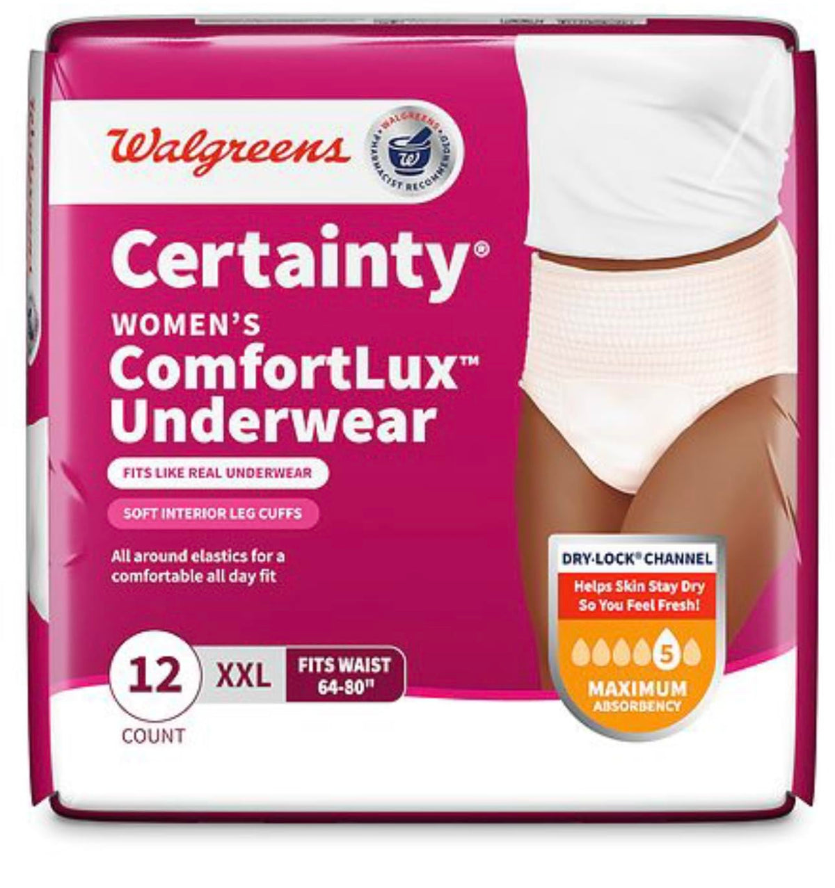 Women's Maximum Absorbency Underwear, XXL, 12 Count U124509