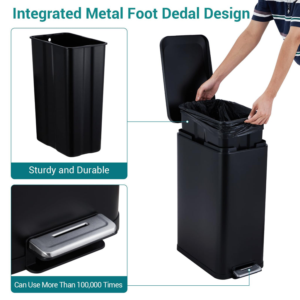 50L Slim Stainless Steel Trash Can with Lid B582206