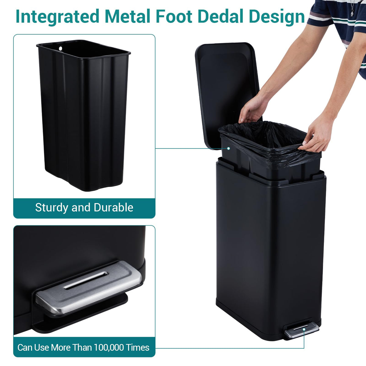 50L Slim Stainless Steel Trash Can with Lid B582206