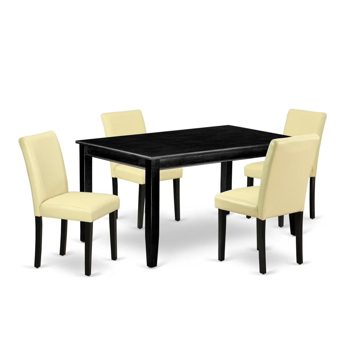 5 Piece Black Dining Table Set with 4 Faux Leather Chairs D32832