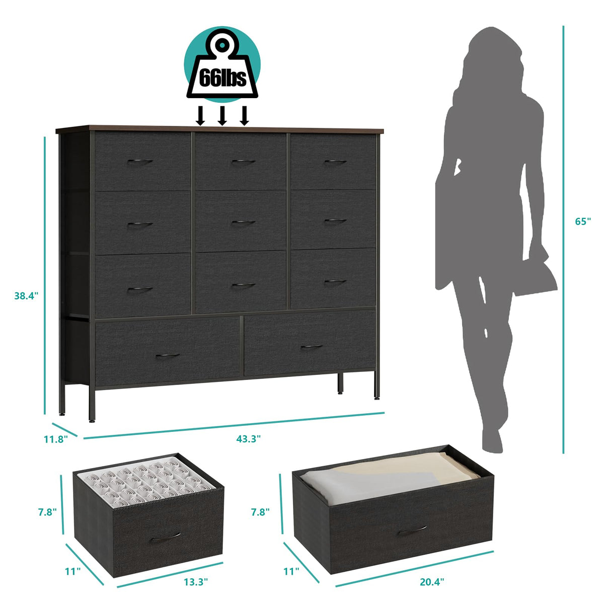 43.3" Wide 11 Drawer Dresser V919