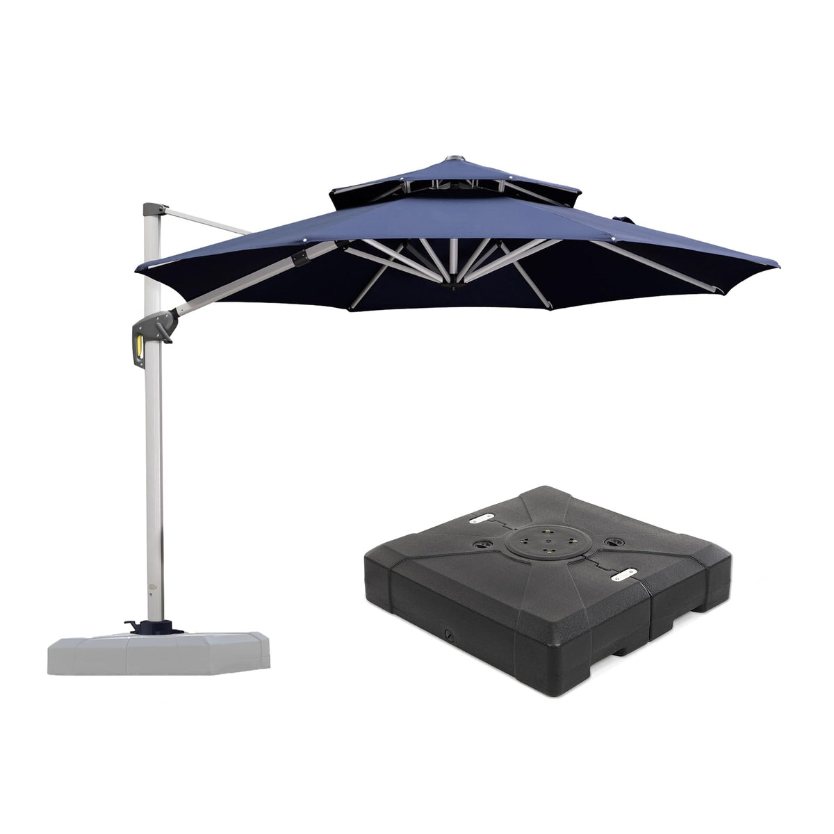Navy Blue 10 FT Cantilever Patio Umbrella with Base J923636