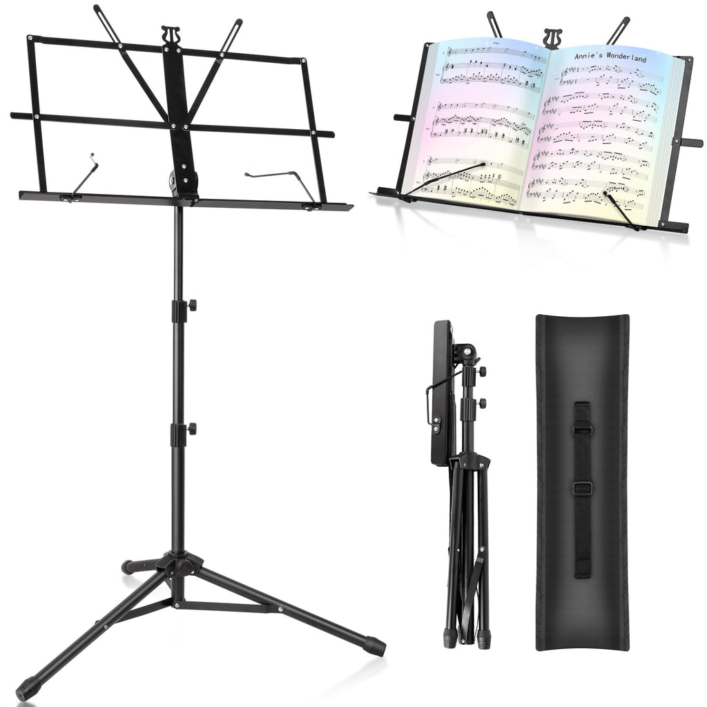 Black Adjustable Metal Music Stand with Carrying Bag X35712