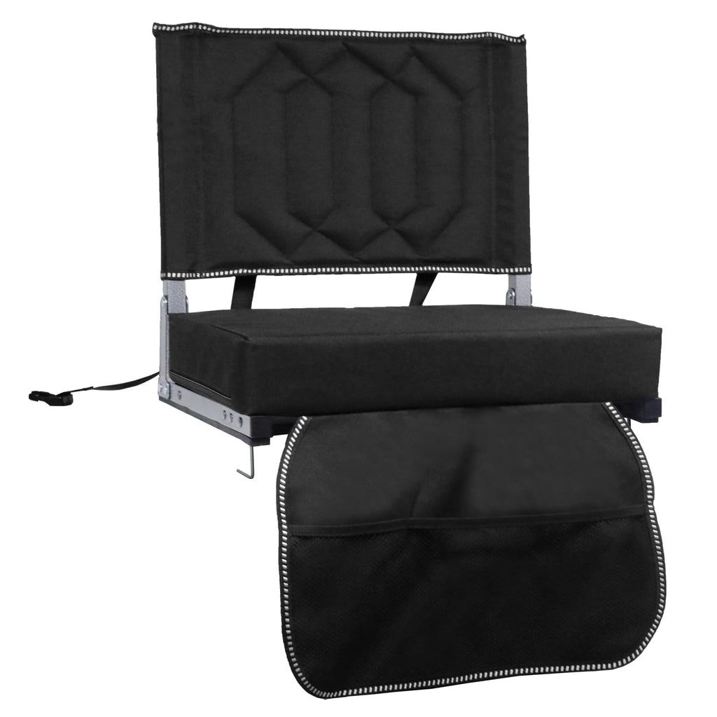 Padded Bleacher Chair Cushion with Backrest, 1 Pack, Black B897