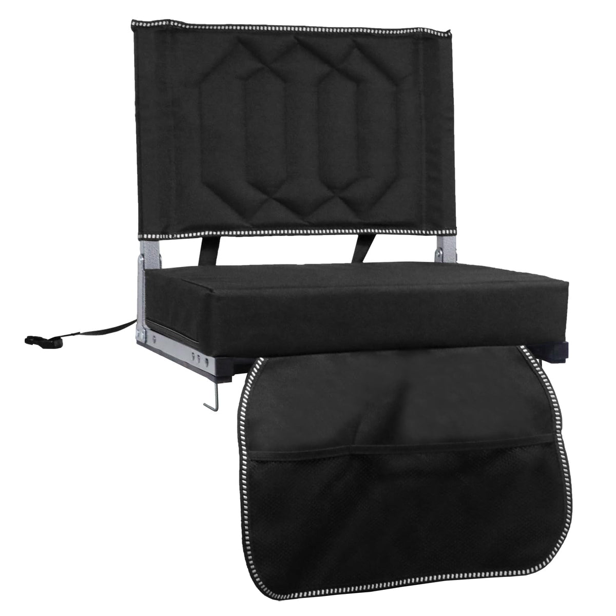 Padded Bleacher Chair Cushion with Backrest, 1 Pack, Black B897