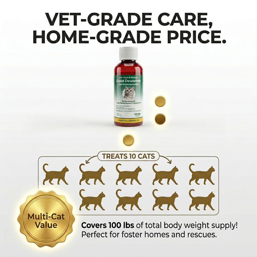 Liquid Dewormer for Cats & Kittens Pyrantel Pamoate Oral Suspension 50ml K369314