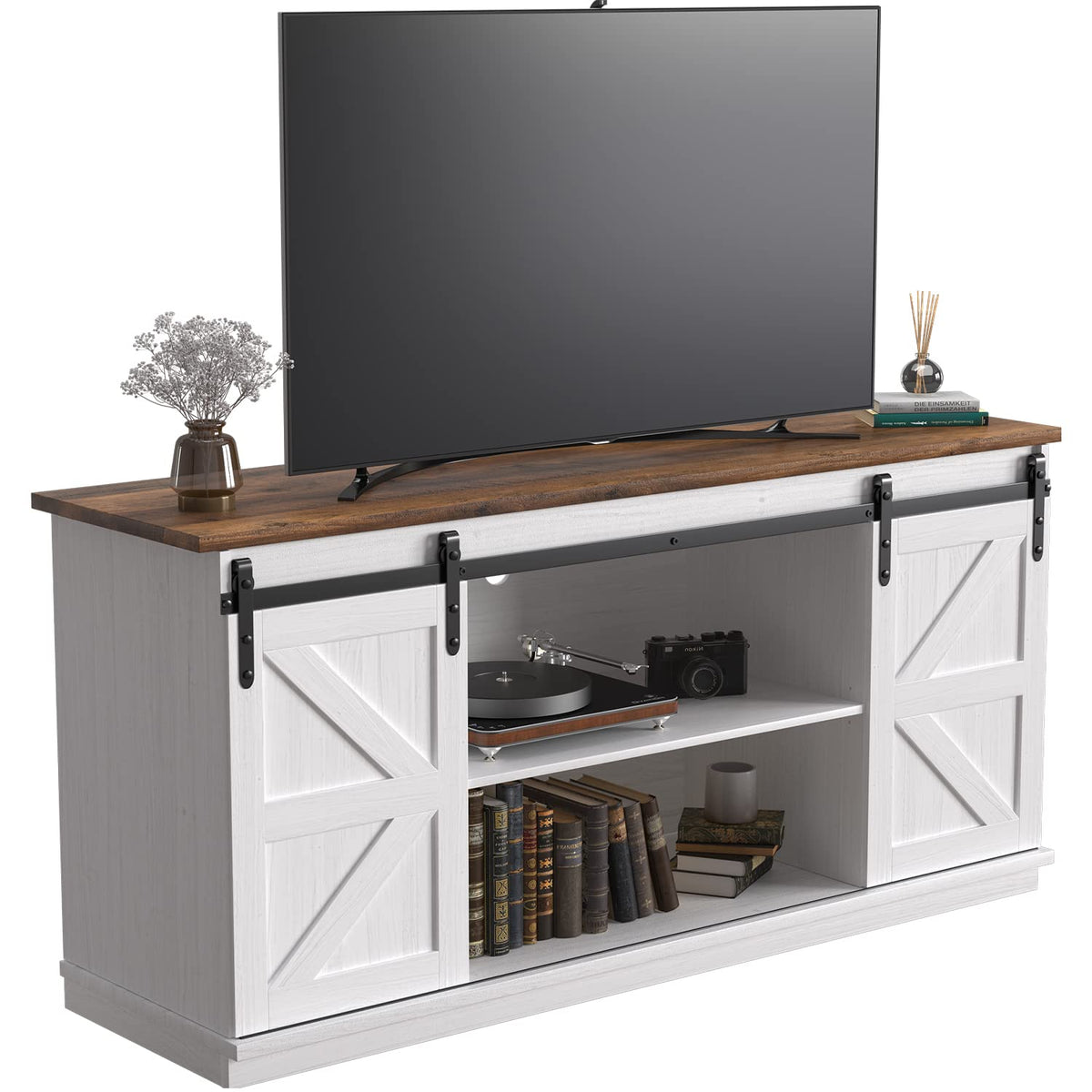 Bright White TV Stand for 65 Inch TV V36872