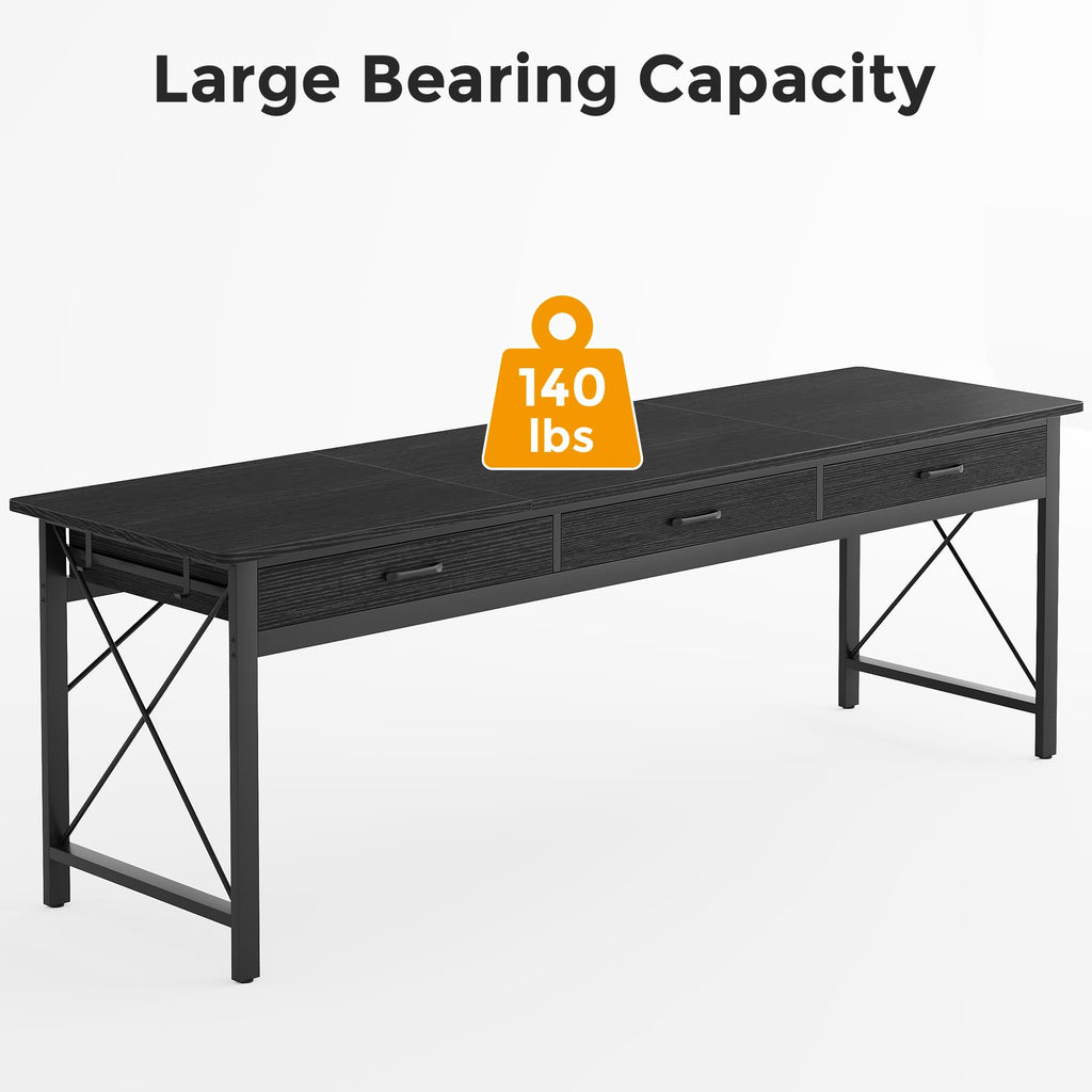 78.7 inch Black Computer Desk with 3 Drawers N151091