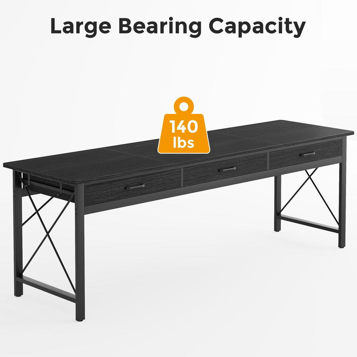 78.7 inch Black Computer Desk with 3 Drawers N151091