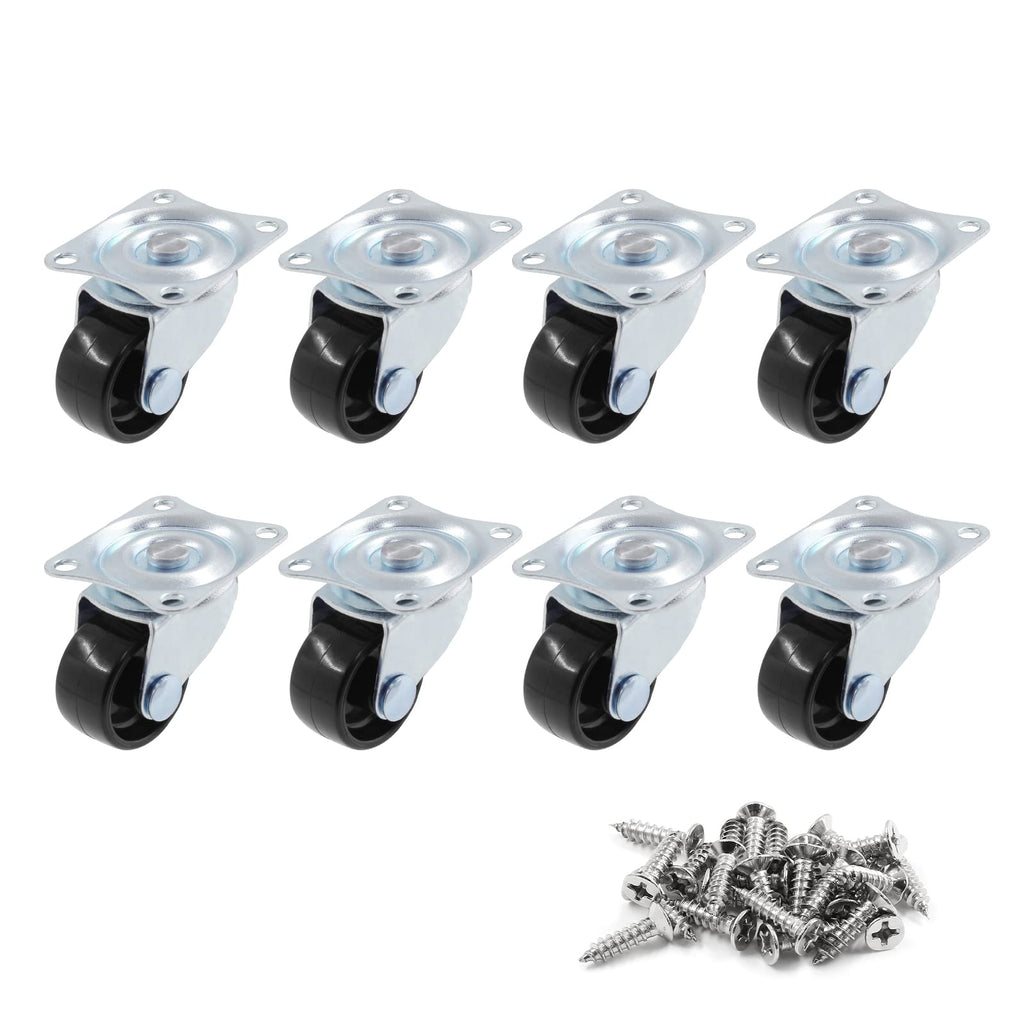 1 inch Swivel Caster Wheels Rubber Base, 8pcs F95028