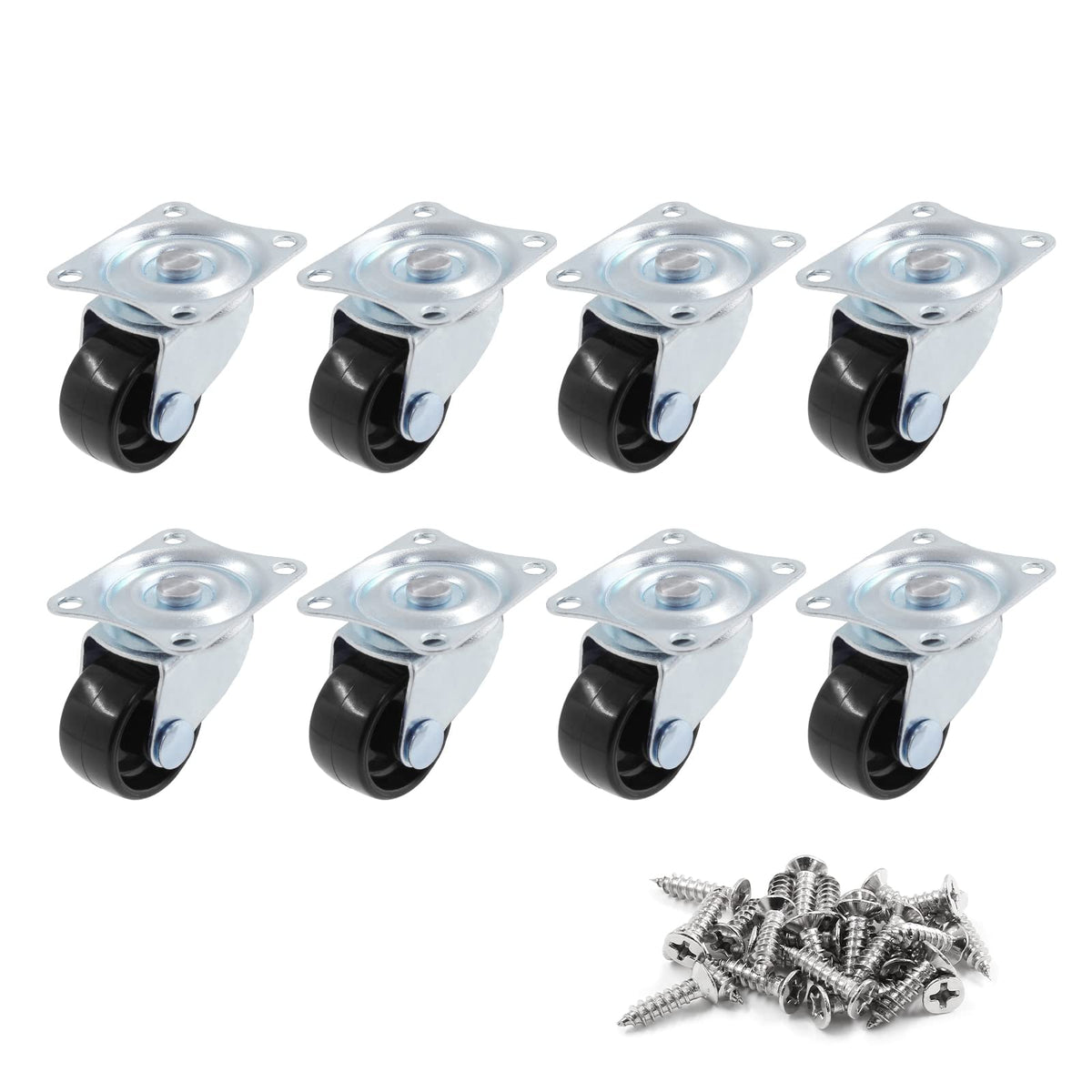 1 inch Swivel Caster Wheels Rubber Base, 8pcs F95028