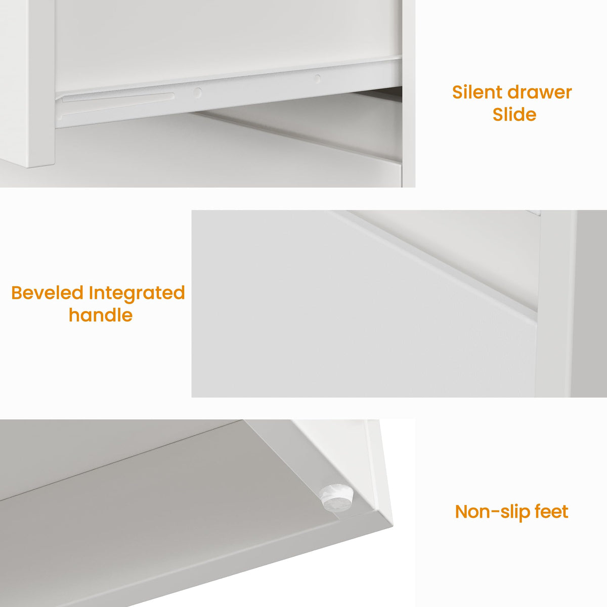 White 3 Drawer Nightstand I97080