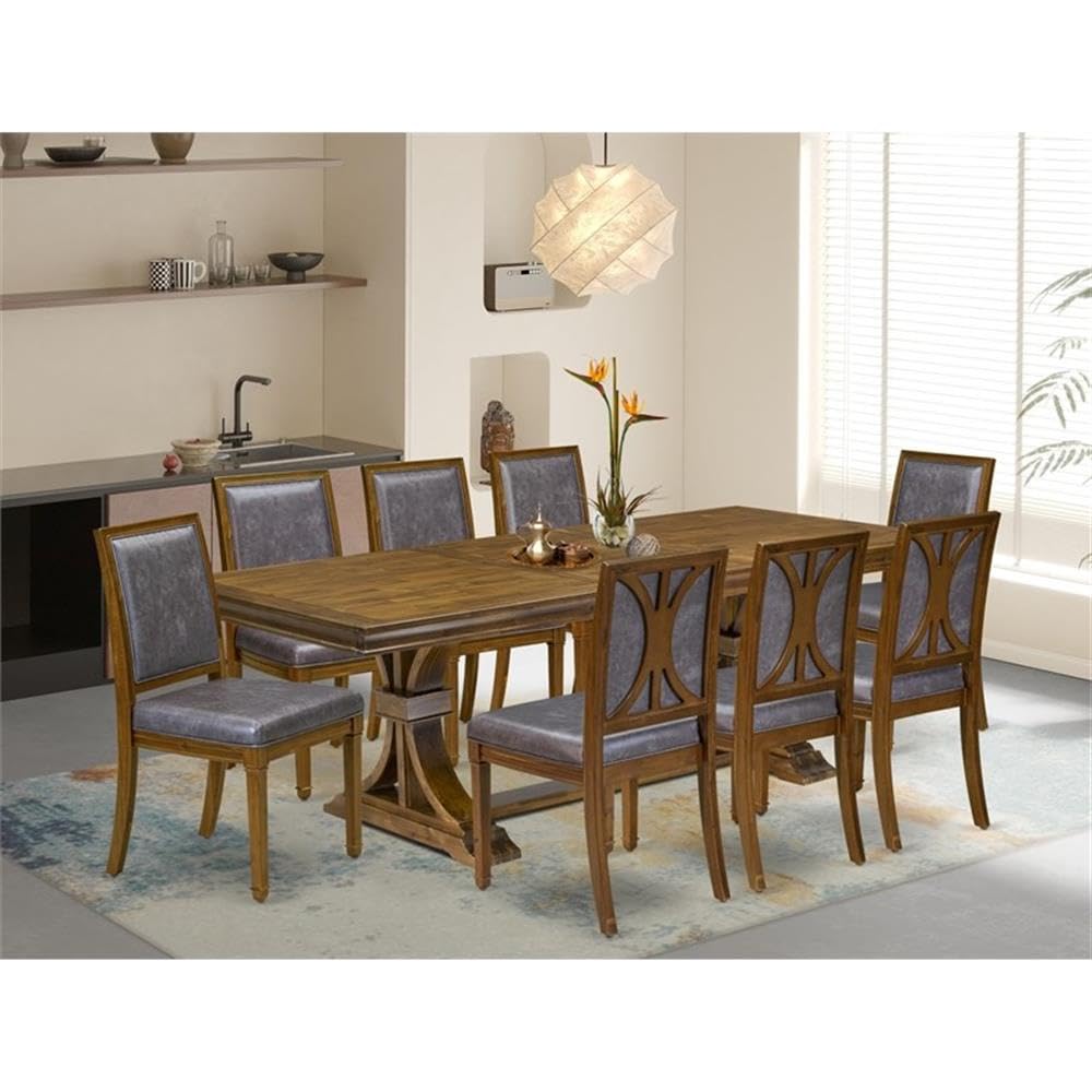 9-Piece Acacia Wood Dining Table Set with 8 Chairs N99129