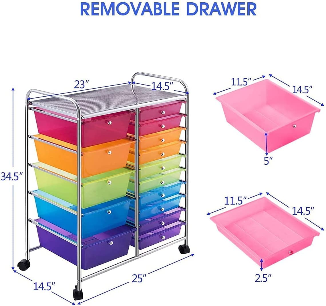 15 Drawer Rolling Storage Cart with Wheels O62083