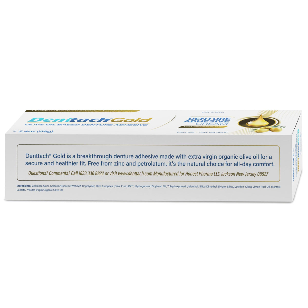 Gold Olive Oil Based Denture Adhesive Cream, Zinc Free, 2.4 Ounce A190