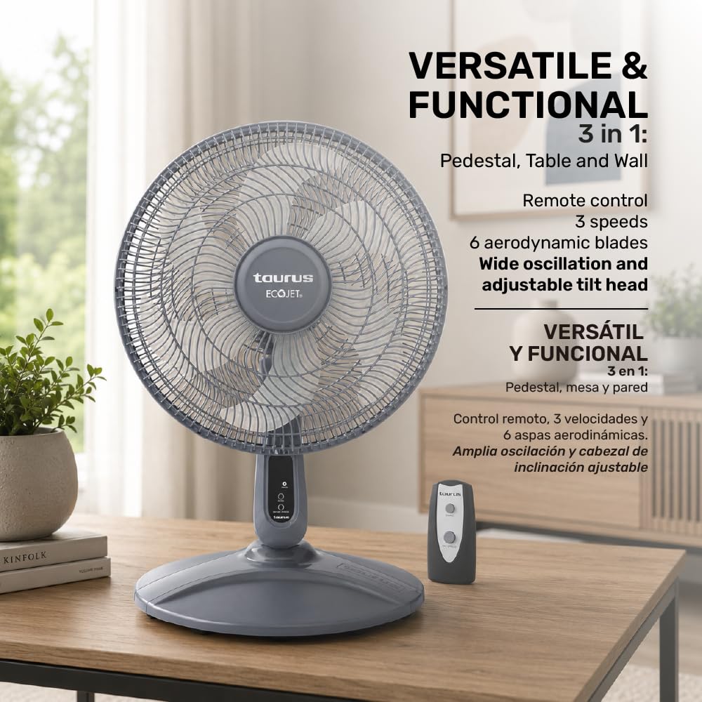 16” Pedestal Fan with Remote, Oscillating Standing Fan F2536