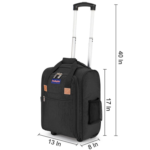 17x13x8 Inches Rolling Underseat Travel Bag Black U656086