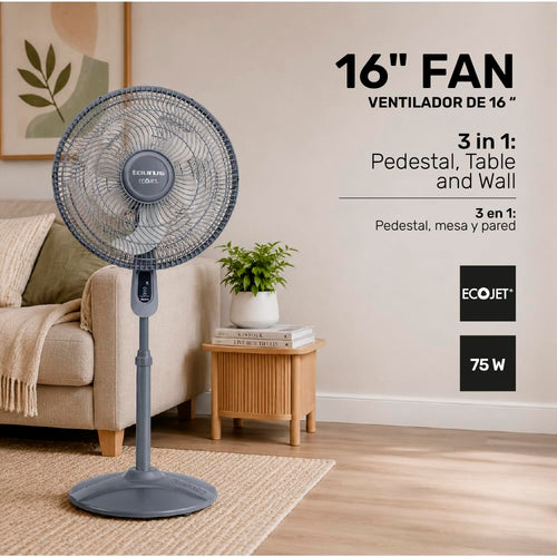 16” Pedestal Fan with Remote, Oscillating Standing Fan F2536