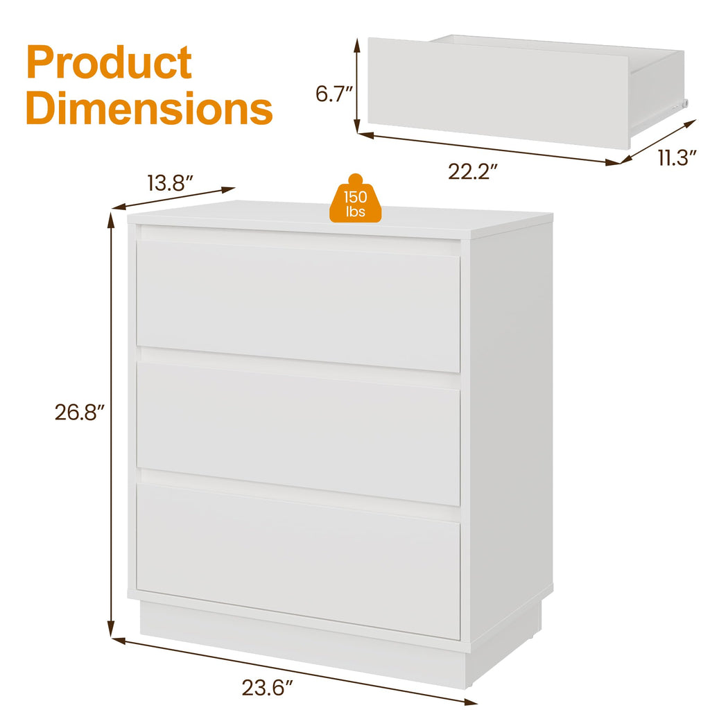 White 3 Drawer Nightstand I97080