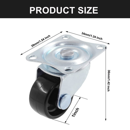 1 inch Swivel Caster Wheels Rubber Base, 8pcs F95028