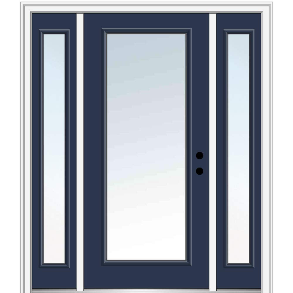 Left Hand In-swing Fiberglass Smooth Prehung Front Door Full Lite 36" x 80" with Two 14" Sidelites T8099