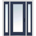 Left Hand In-swing Fiberglass Smooth Prehung Front Door Full Lite 36" x 80" with Two 14" Sidelites T8099