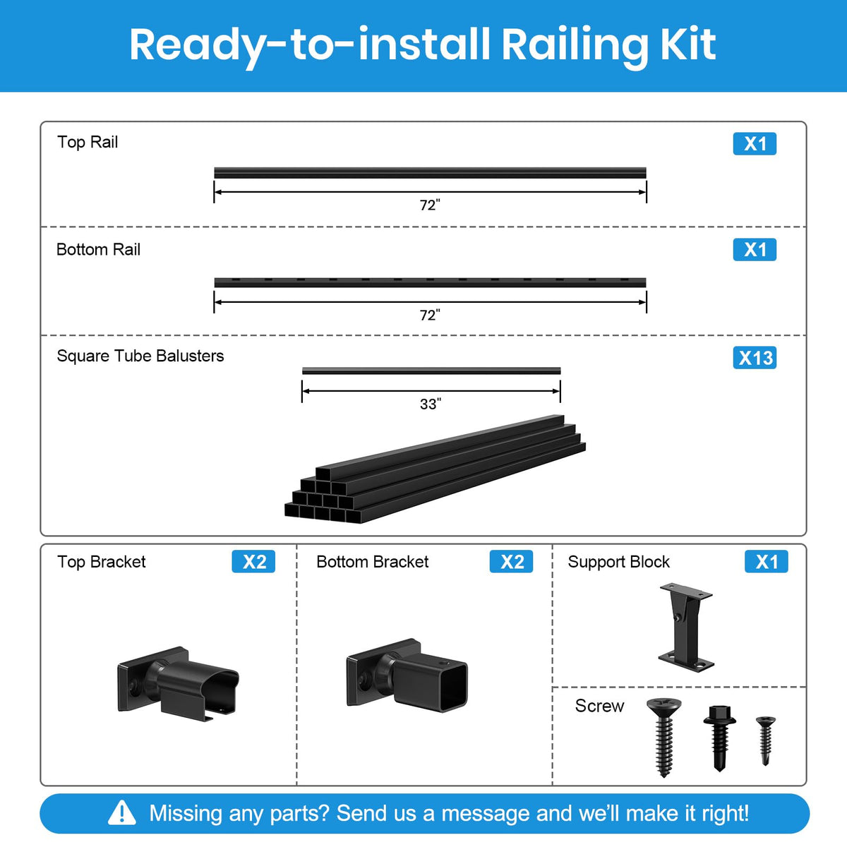 Black Aluminum Deck Railing Kit A17462