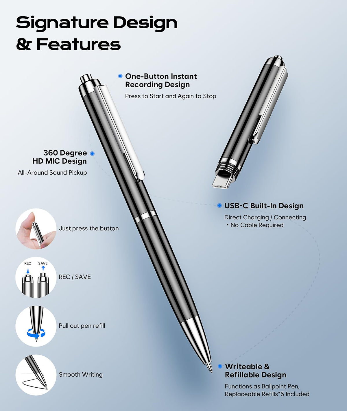 Voice Recorder with USB Type-C Playback U5569
