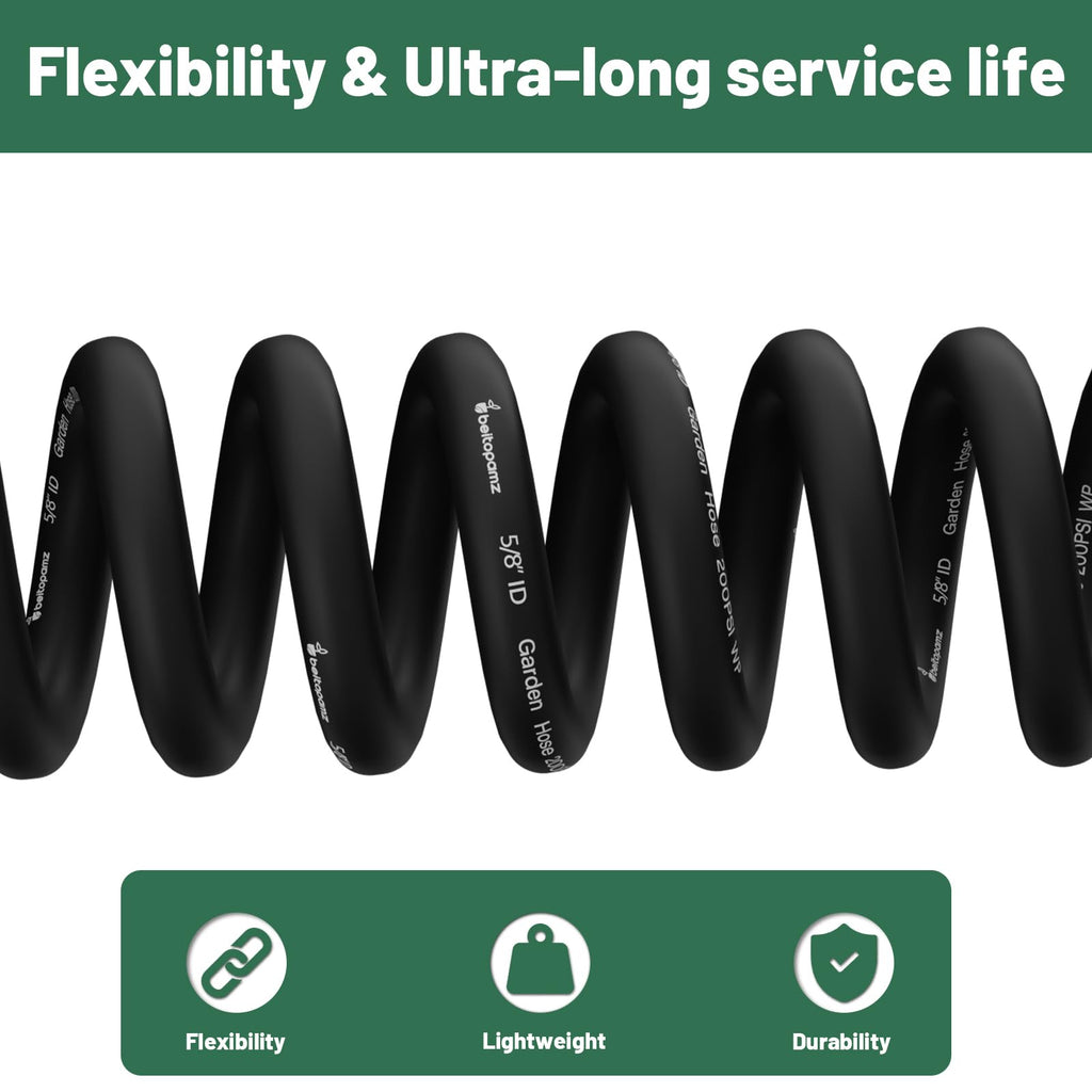100 ft 5/8 in Heavy Duty Flexible Rubber Hybrid Garden Hose J8173