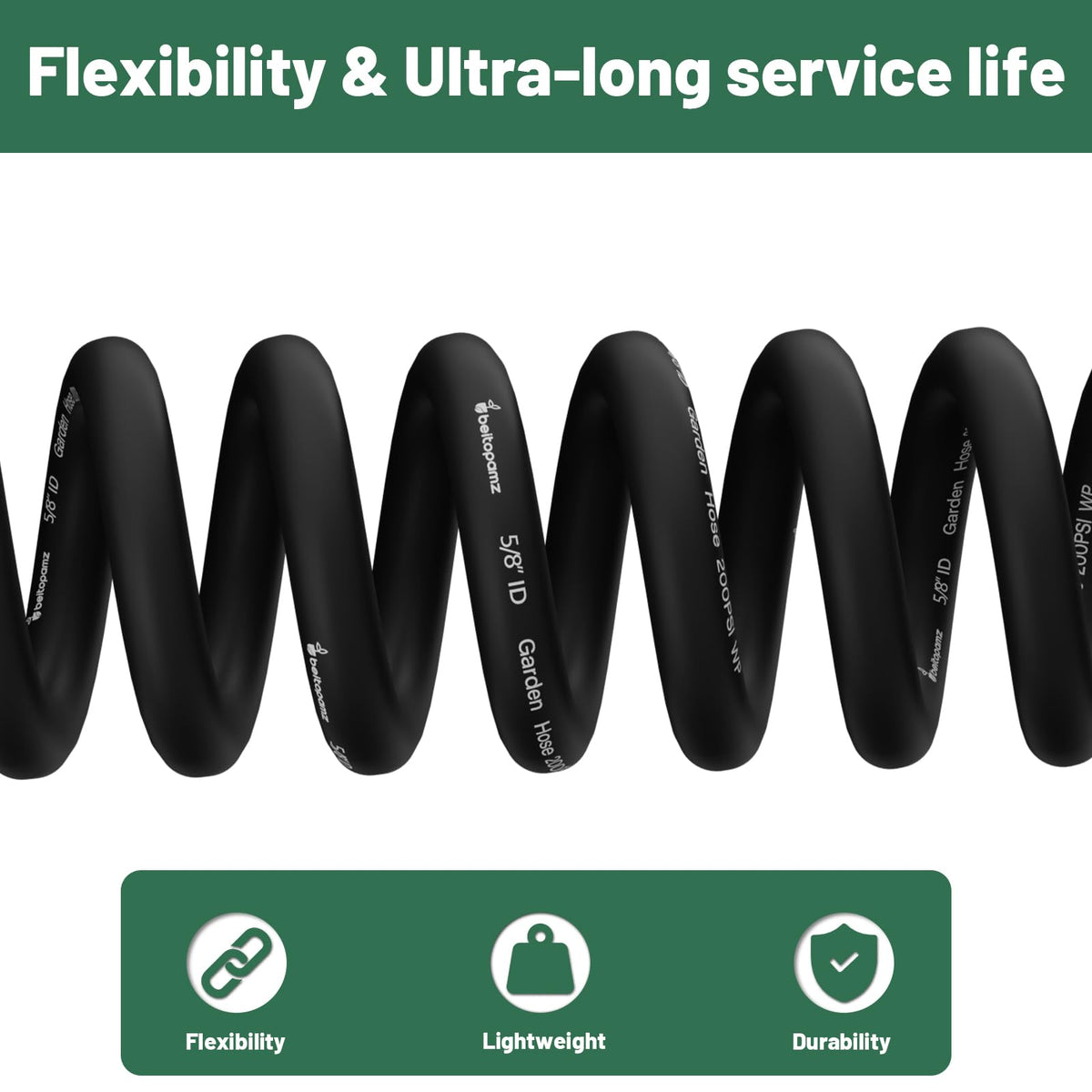 100 ft 5/8 in Heavy Duty Flexible Rubber Hybrid Garden Hose J8173