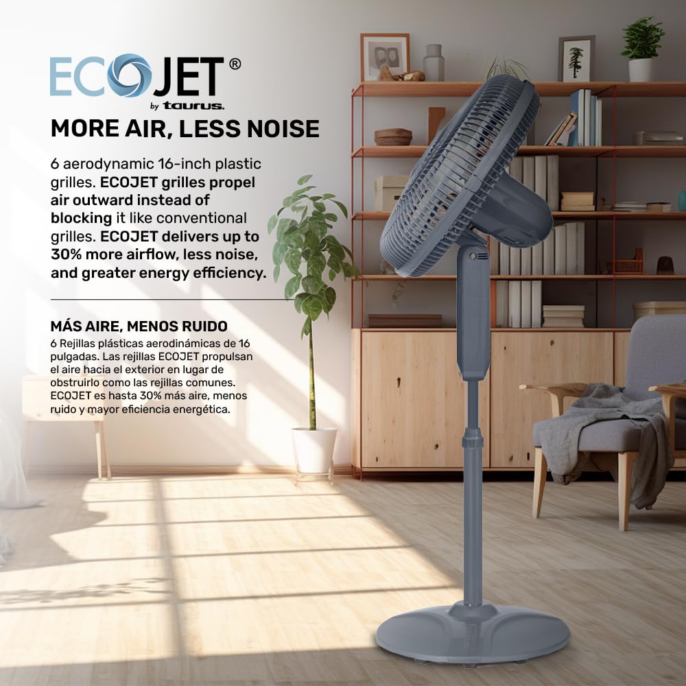 16” Pedestal Fan with Remote, Oscillating Standing Fan F2536