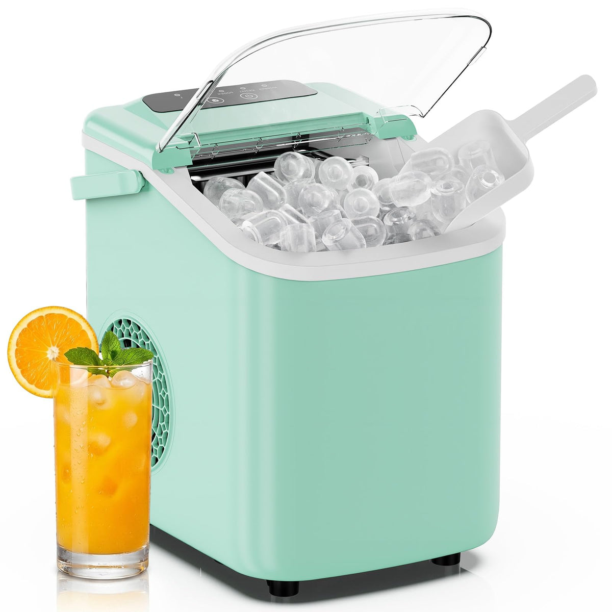 Countertop Ice Maker with Basket and Scoop, 26lbs Daily J99743