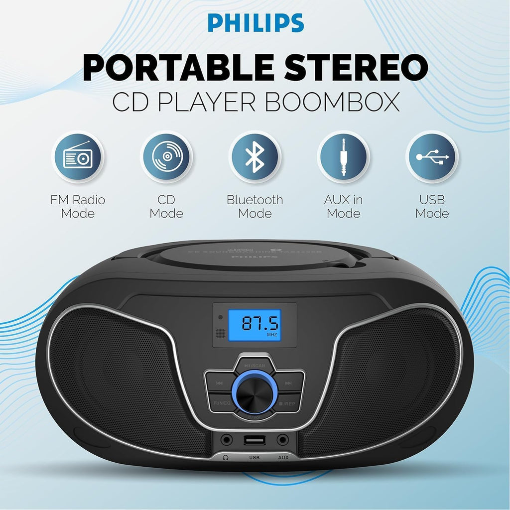 Portable Bluetooth CD Player Boombox with FM Radio G604