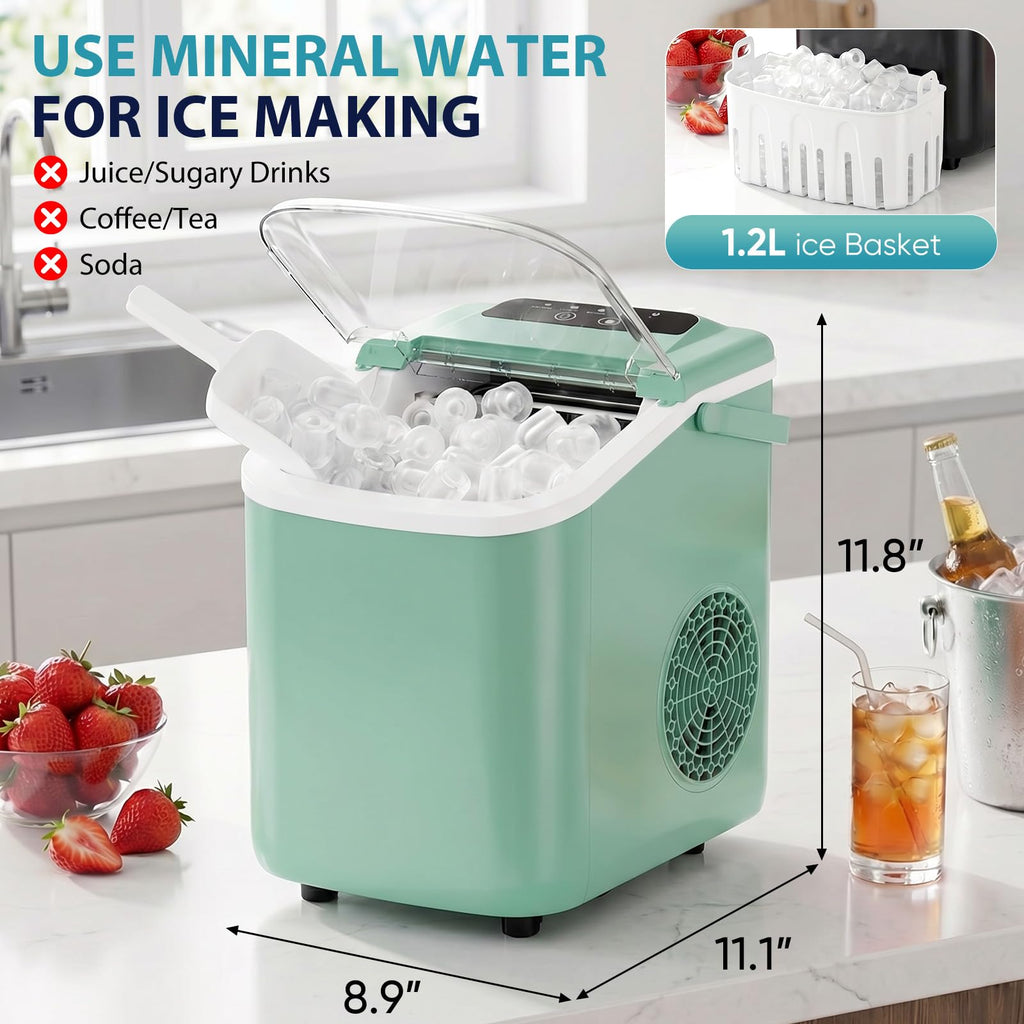 Countertop Ice Maker with Basket and Scoop, 26lbs Daily J99743