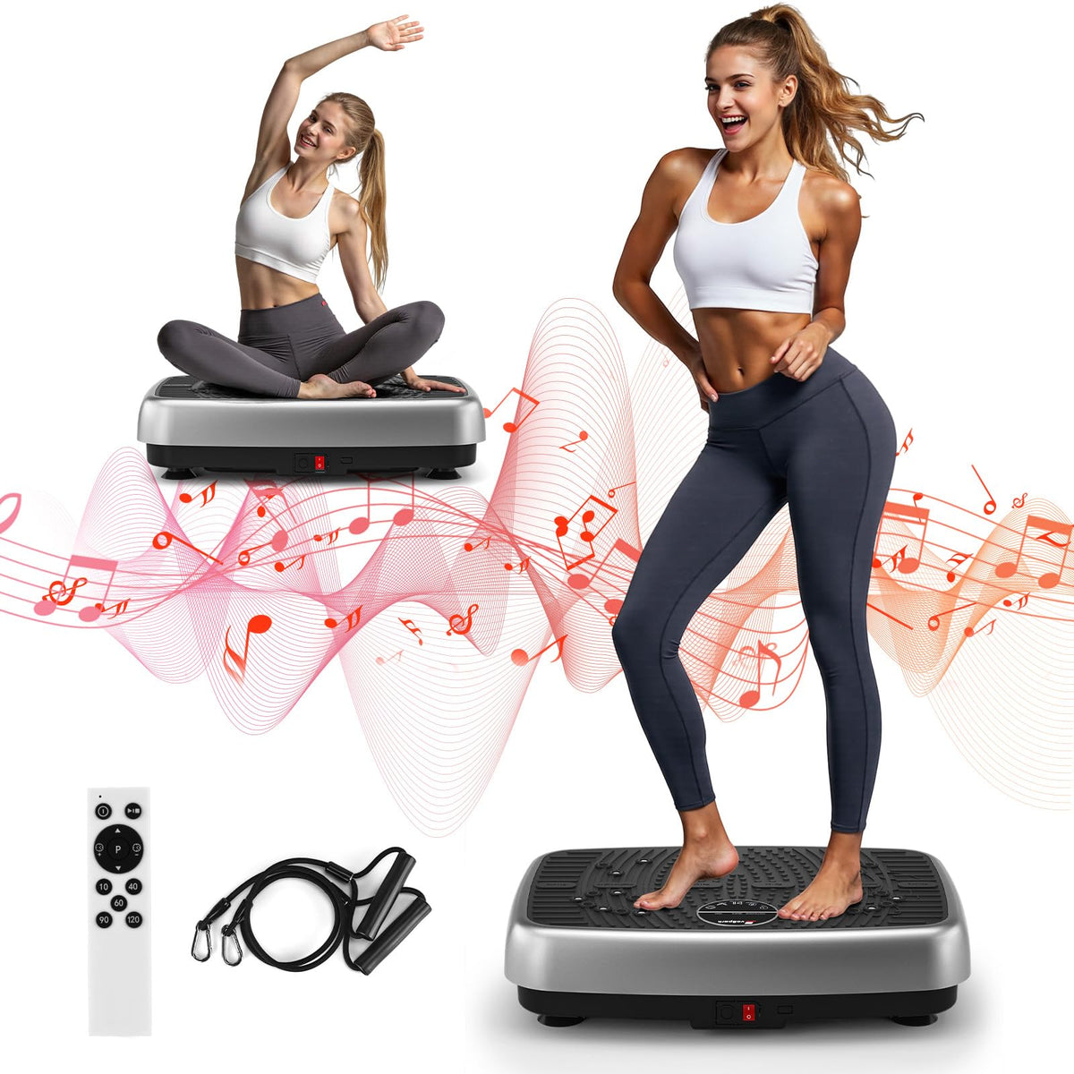 Vibration Plate Exercise Machine with Resistance Bands V75039