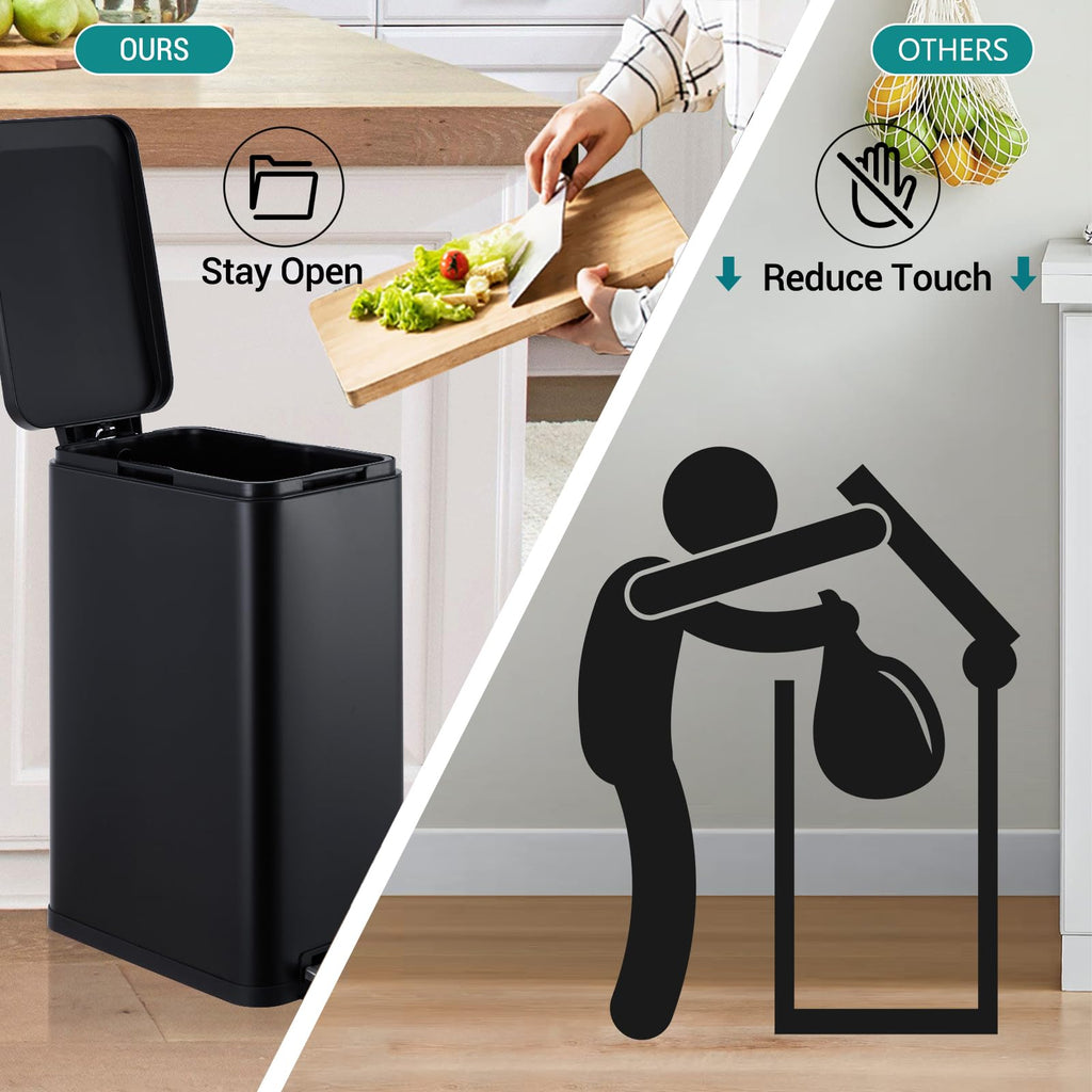 50L Slim Stainless Steel Trash Can with Lid B582206