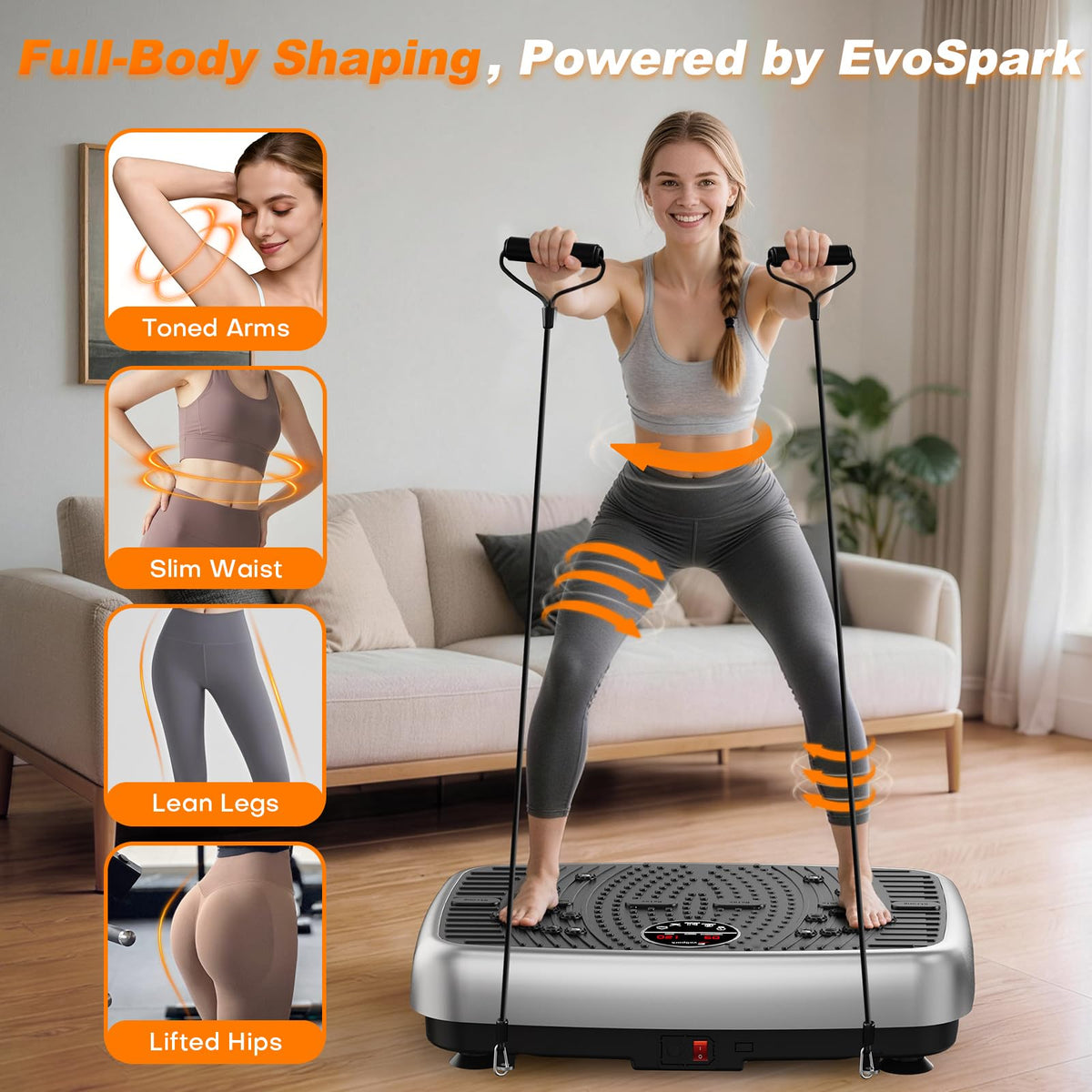 Vibration Plate Exercise Machine with Resistance Bands V75039