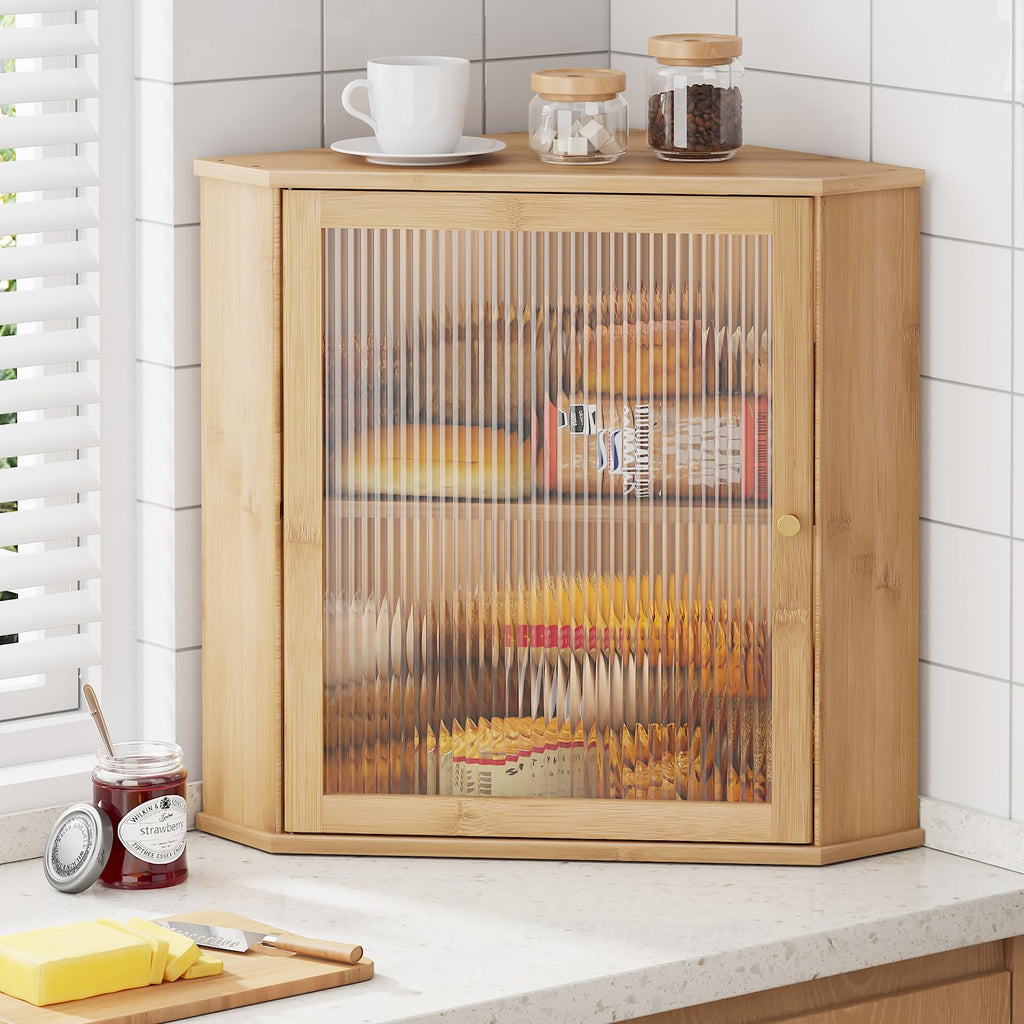 Wooden Corner Bread Box V3427