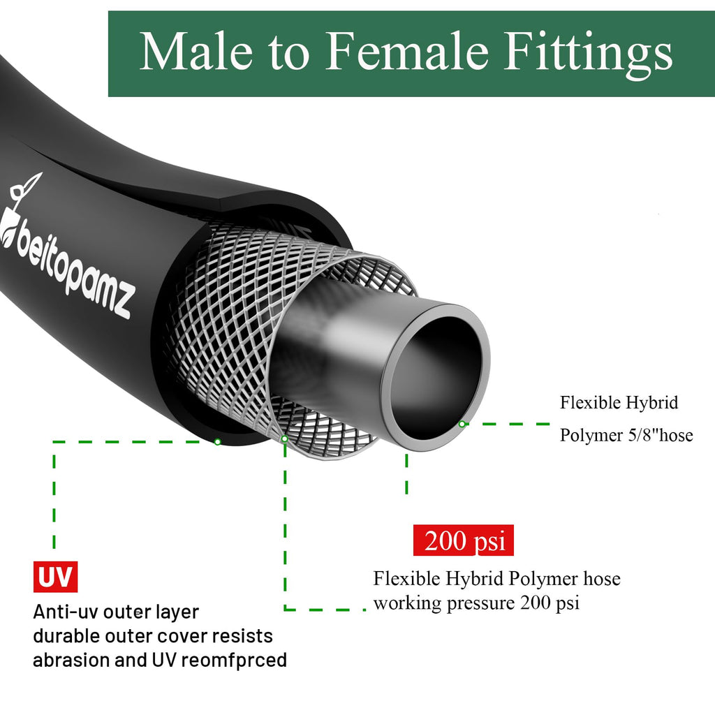 100 ft 5/8 in Heavy Duty Flexible Rubber Hybrid Garden Hose J8173