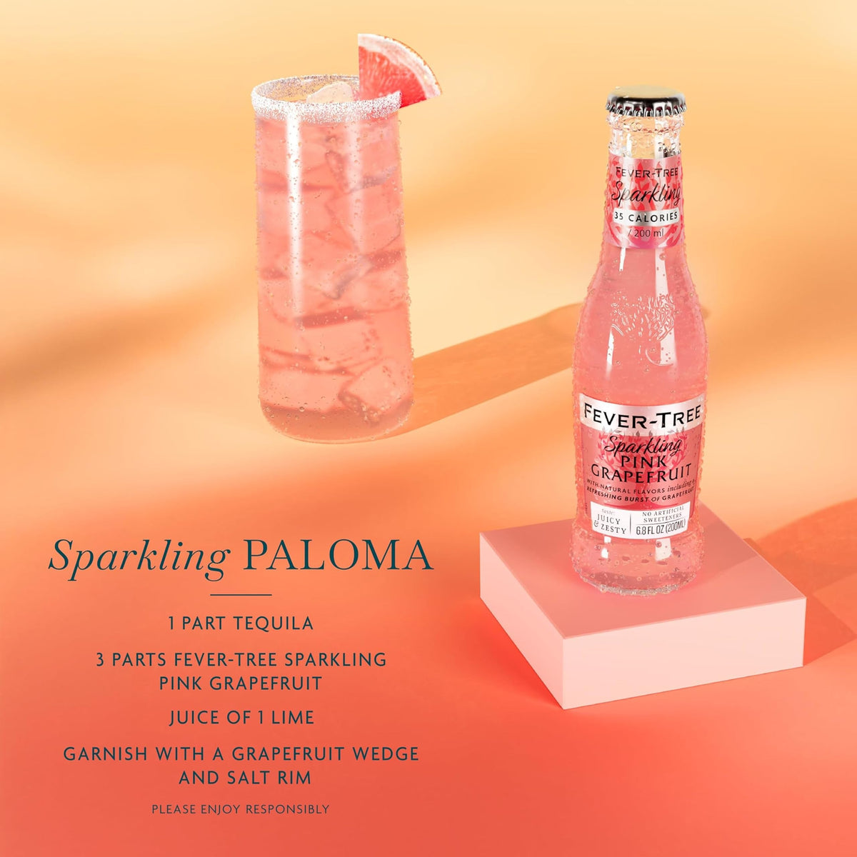 Sparkling Pink Grapefruit Soda Mixer, 24 Pack, 6.8 Fl Oz Bottles H973645